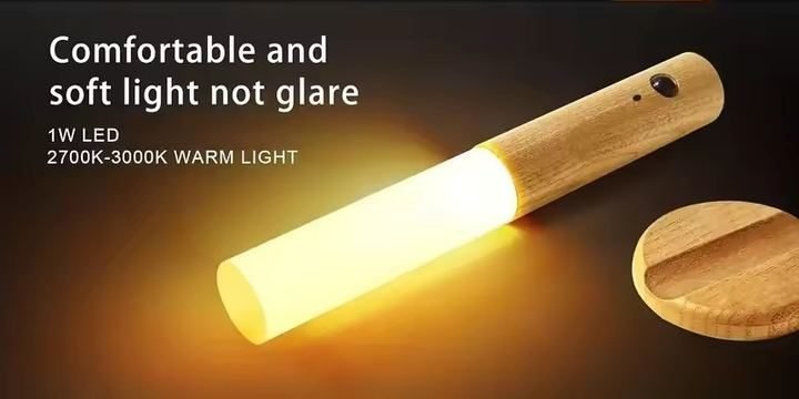Close-up of an illuminated Sun Down Stick and its round base